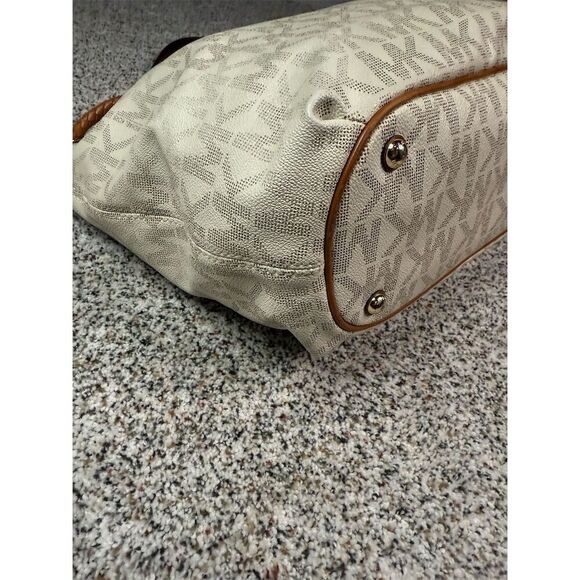 Michael Kors Jet Set Large Tote Bag Vanilla Cream Signature MK - Picture 8 of 12